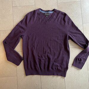 Men's Banana Republic Eggplant Purple 100% Merino Wool Sweater-MED